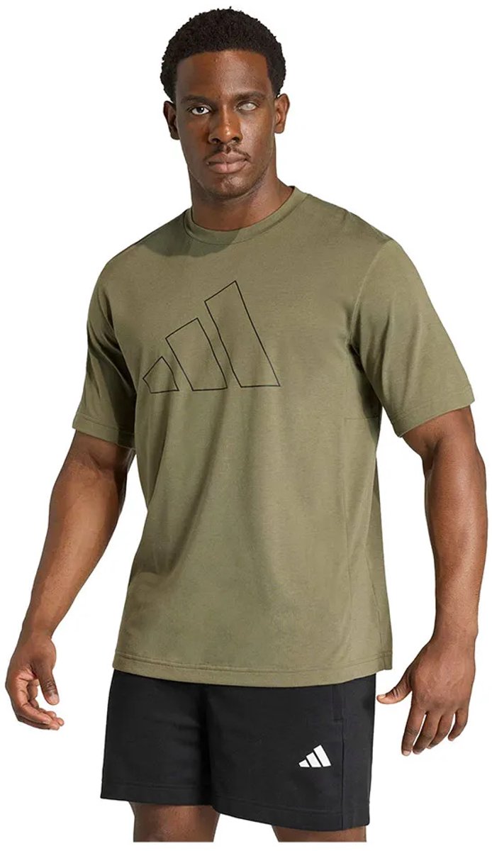 Adidas Workout Essentials Feelready Logo T-shirt Met Korte Mouwen Regular Man Olijf