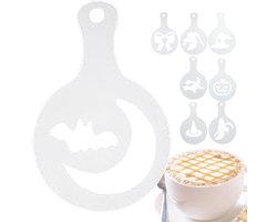 Koffie Sjablonen - Melkkunst Vormen - Drank Decoratie - Herbruikbaar PP Materiaal - 8 Stuks - Zwart