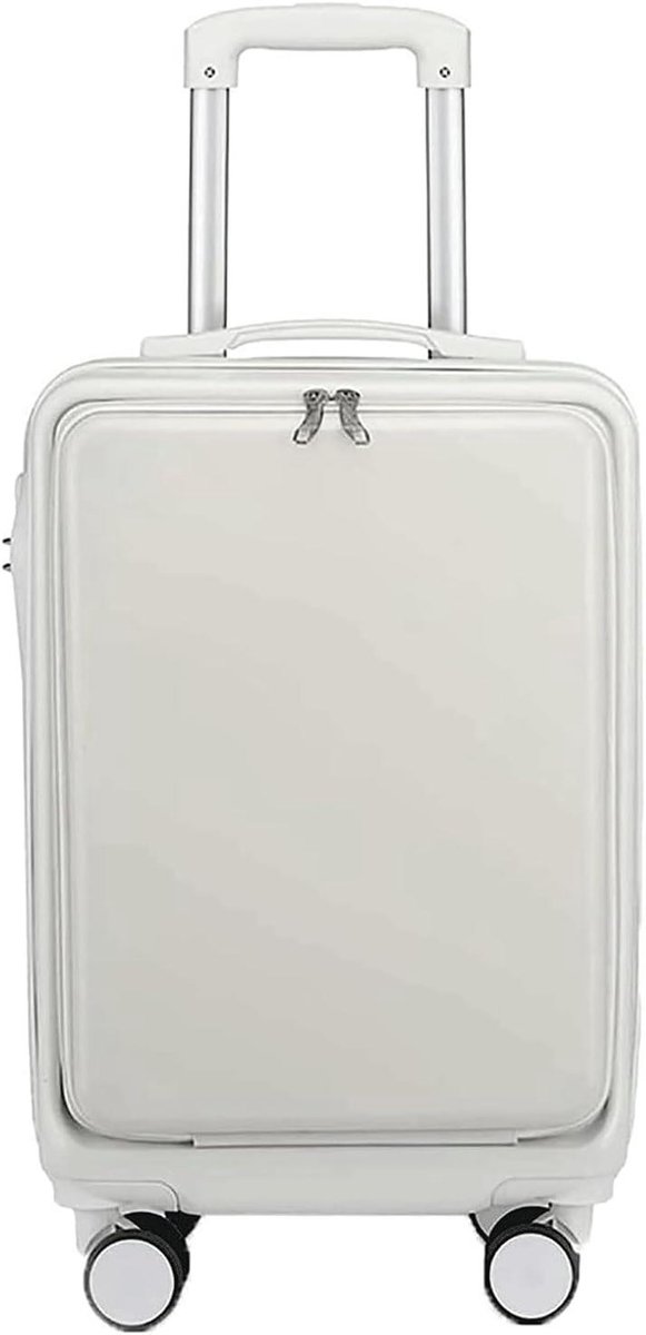 Koffer met Wielen - Reiskoffer Handbagage - Zakenreizen Vakantie - Voorvak Opening - 20 Inch - Grijs