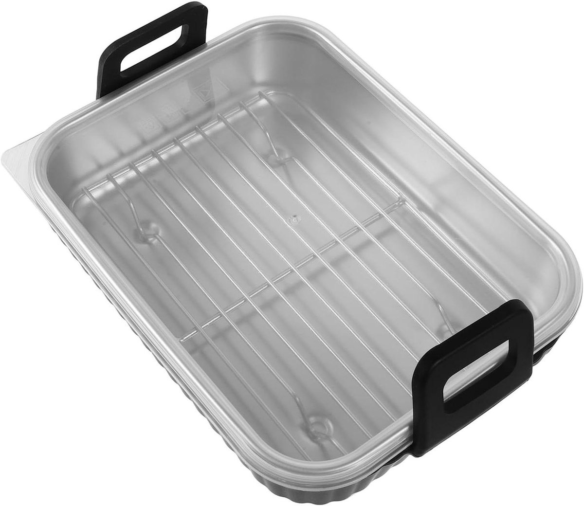 Airfryer Mandje Bakplaat Crisper Pan Deksel Knapperig Bakken Antiaanbaklaag 20x15.5x4.5 cm Zilver