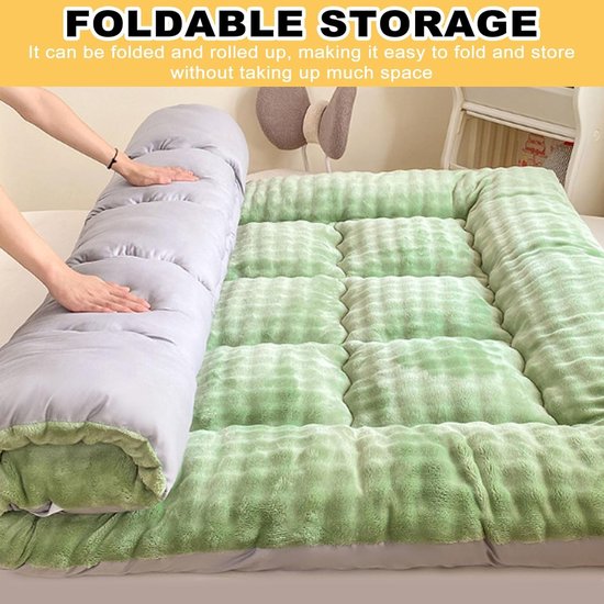 Japanse futonmatras - Vloermatras vouwmatras - Comfortabel slapen - Zachte pluche vulling - 180 x 200 cm - Blauw — afbeelding 2