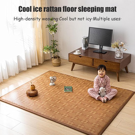Japanse Futon Matras - Opvouwbare Slaapmat - Koel Slapen - IJzige Rotan Stof - 150x200cm - Groen — afbeelding 3