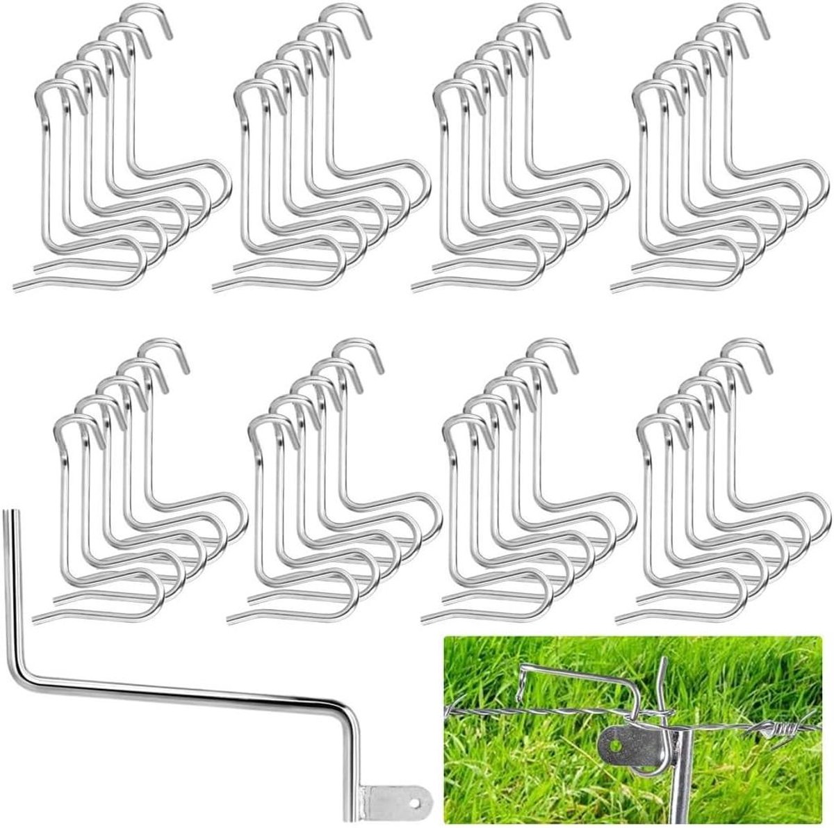 Tuinomheiningsdraad reparatieset - Draadspanner set - Hekken Aanspannen - Roestvrij Staal - 40 stuks - Zilver