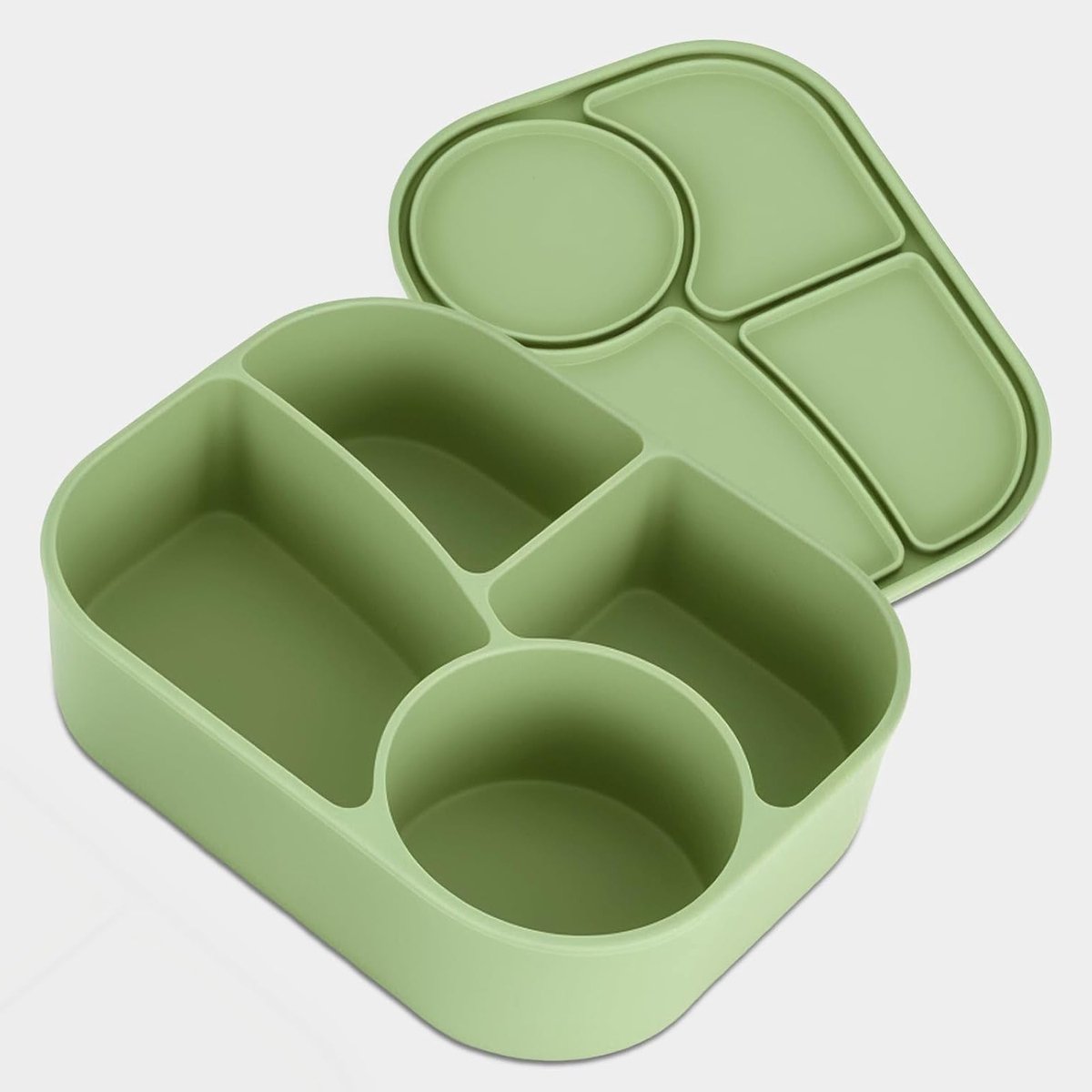 Lunchbox met 4 Compartimenten, Olijfgroen, Lekvrij en Magnetronbestendig, Herbruikbare Bento Box voor Studenten en Volwassenen, Ideaal voor Gezonde Maaltijden, 20.5 x 15.5 x 5.3 cm