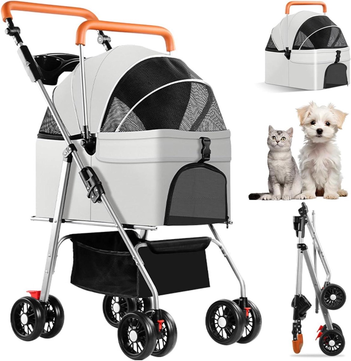 Multifunctionele Kinderwagen - Reisdrager Hond - Huisdier Vervoer - 3-in-1 Ontwerp - 15 kg Laadvermogen - Blauw