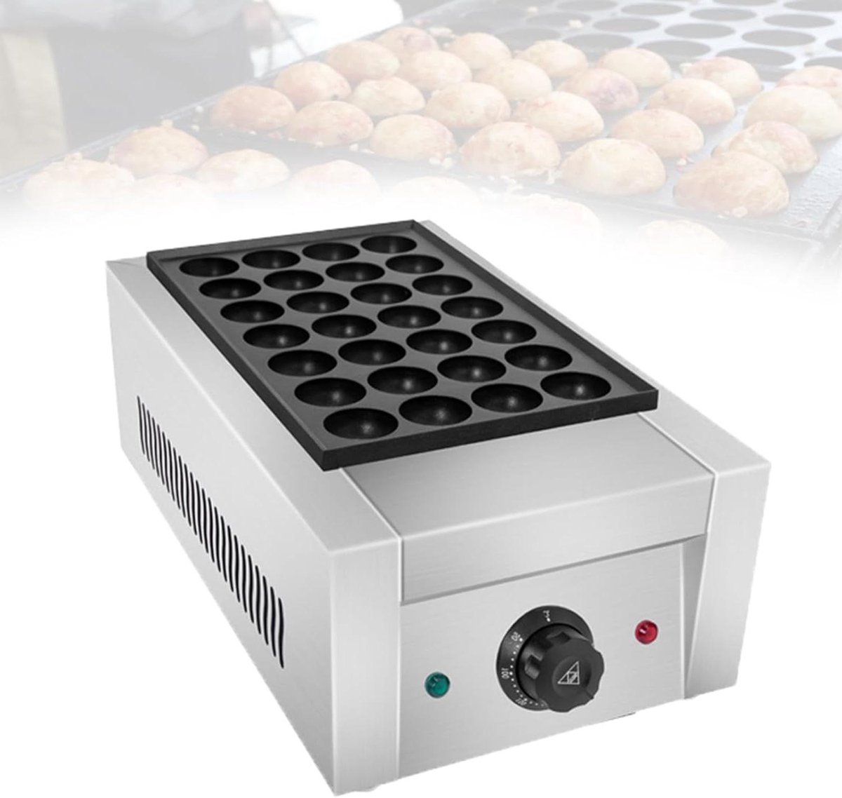 Elektrische Poffertjespan - Mini Pancake Maker - Professioneel Bakken - Snel Kooksysteem - 24 stuks - Zilver