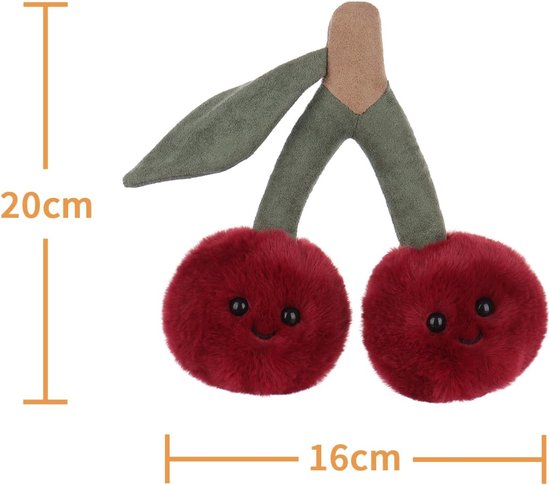 Pluche Kers Speelgoed - Zacht Knuffelbeest - Babykamer Decoratie - Handgemaakt Ontwerp - 20 cm - Rood — afbeelding 4