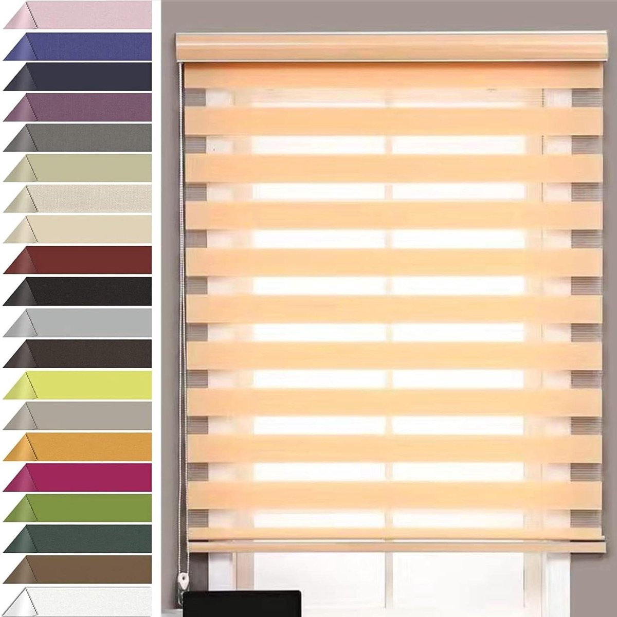 Verduisterend Rolgordijn - Duo Rolgordijn - Zonwering Ramen - Eenvoudige Installatie - 40x150cm - Creme