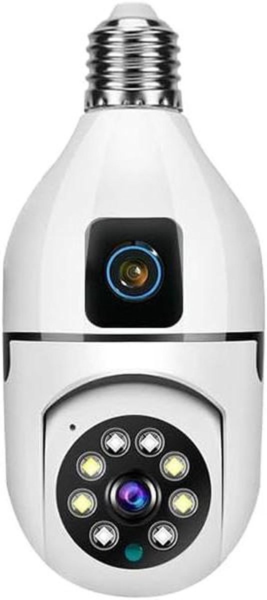 Beveiligingscamera Dubbele Lens - IP Camera WiFi - Huisbewaking - 8MP Resolutie - 10 x 10 x 10 mm - Wit