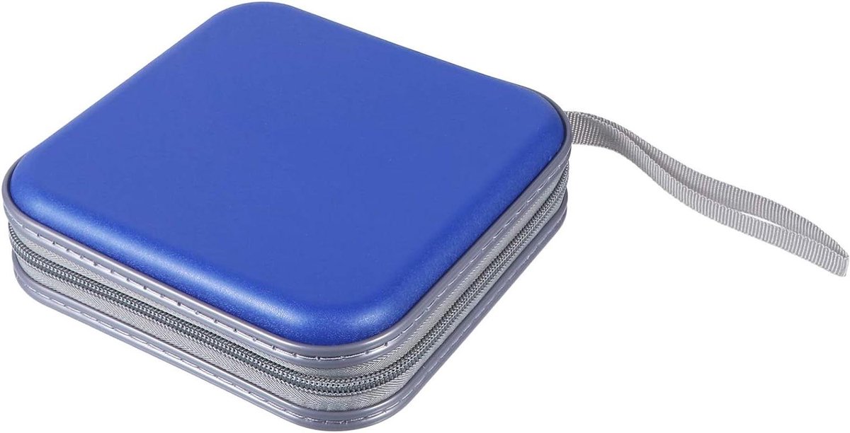 CD DVD Opbergtas - Disc Portemonnee - Opslag Thuis Auto - Rits Sluiting - 15x15x4.5 cm - Blauw