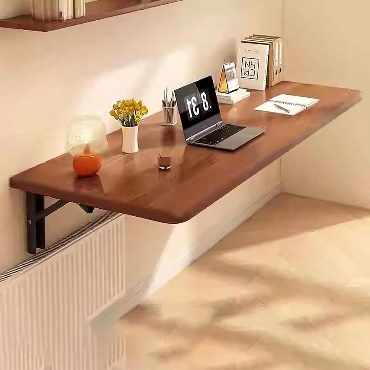 Opvouwbare Wandtafel - Klaptafel Keuken Bureau - Ruimte Besparen - Eenvoudige Installatie - 60x24cm - Bruin