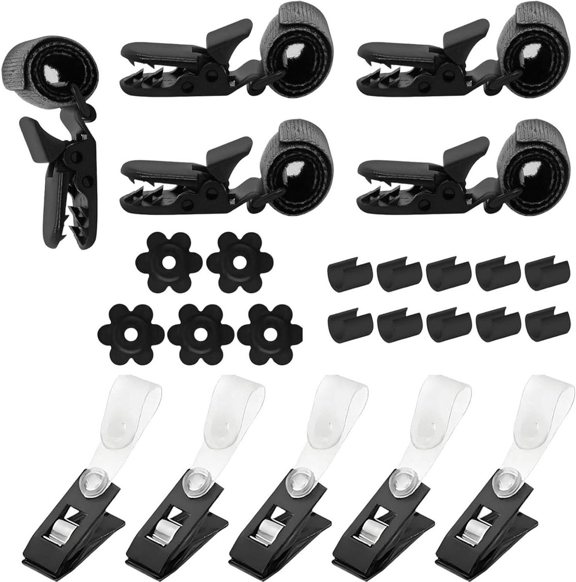 Tuinvlag Clips - Vlaggenstok Houders - Vlaggen Bevestigen - Winddicht Ontwerp - 25 Stuks - Zwart