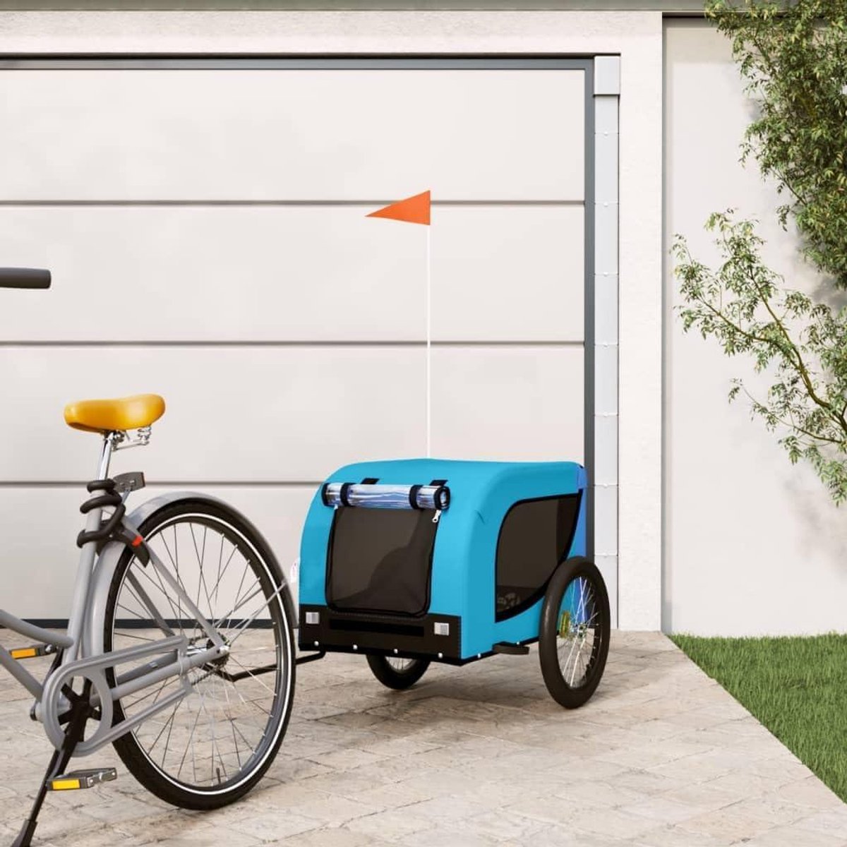Hondenfietskar - Huisdieraanhanger - Comfortabel Vervoer - Duurzaam IJzeren Frame - 133 x 69 x 735 cm - Blauw en zwart
