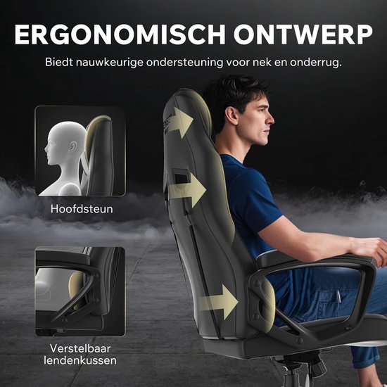 Gamestoel - Stoel Zwart - Gaming en werk - Hoogste klasse bekleding - 40-49 x 695x60 - Zwart — afbeelding 2