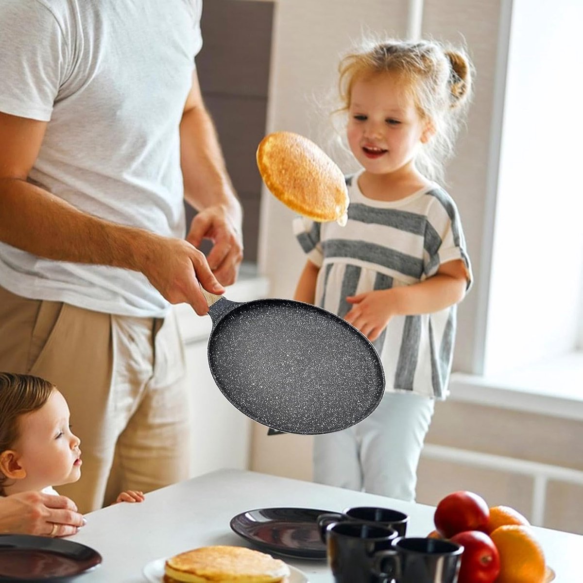 Inductie Pannenkoekenpan - Ei Hamburgerpan - Ontbijt Bereiden - Anti-aanbaklaag - 24 cm - Zwart