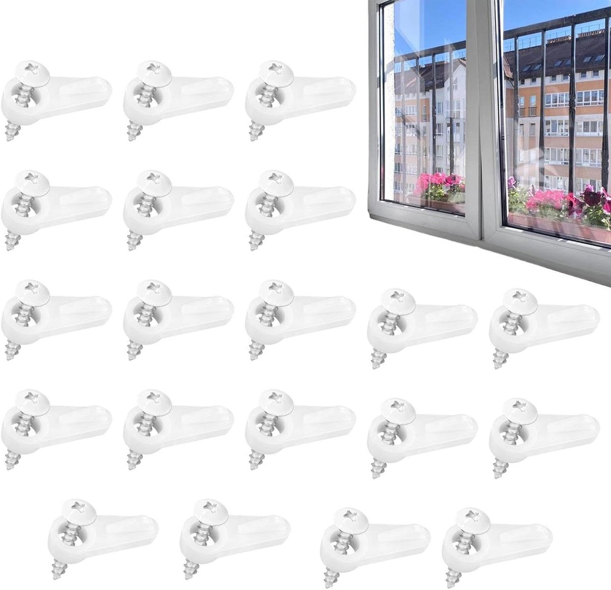 Raamhor Clips - Horren Bevestiging - Horren Plaatsen - Veilig en Stabiel - 20 Stuks - Wit