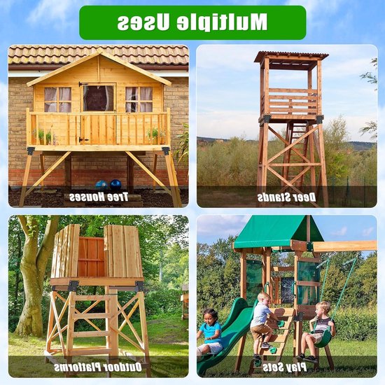 Hoeksteunen voor Buiten, 4 Stuks, Geschikt voor Boomhuizen, Jachtblinden en Speeltorens, 90x90cm, Stevige Lift Hardware voor Veiligheid en Stabiliteit — afbeelding 3