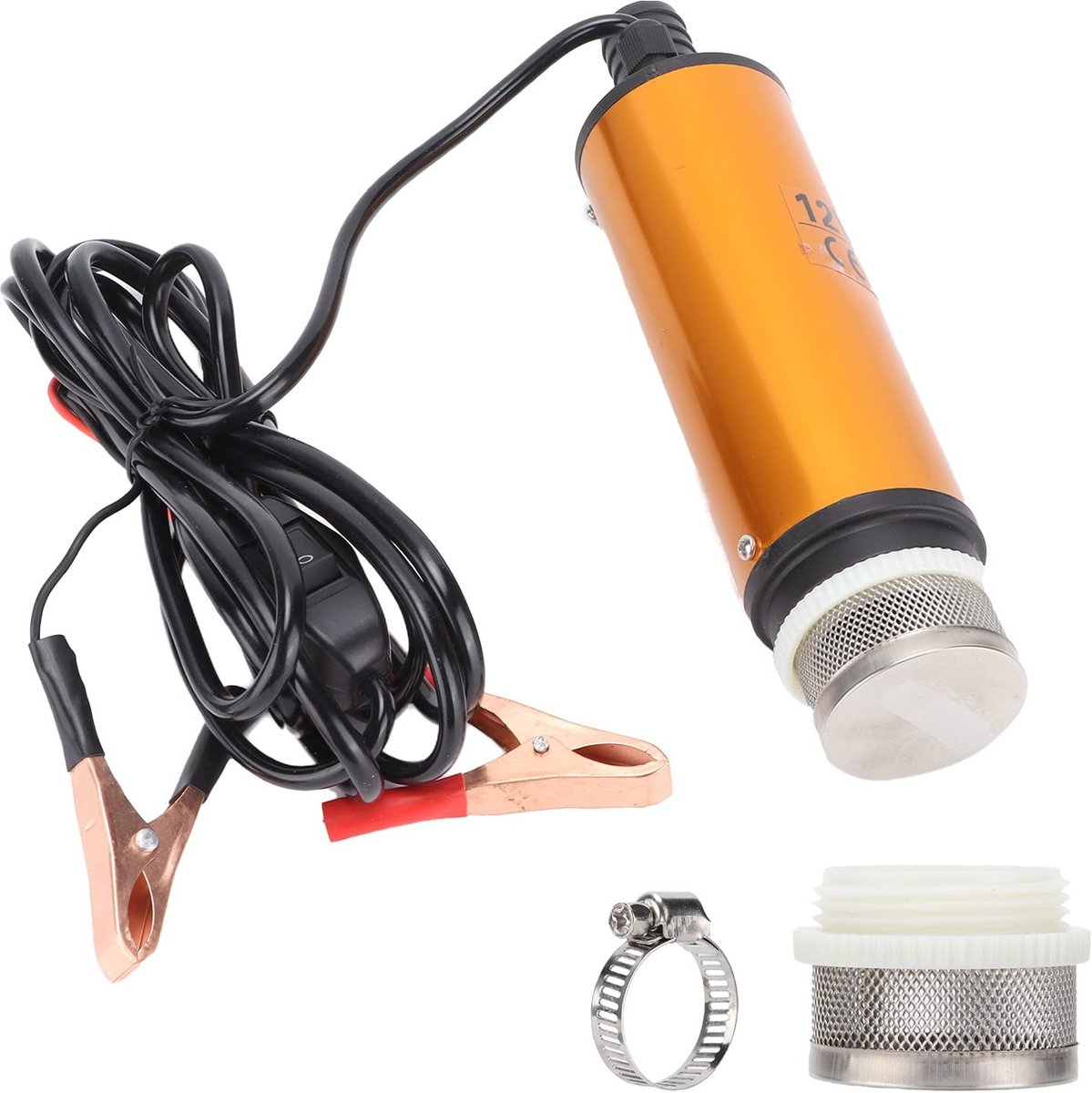 Dailygoody - Elektrische Dompelpomp - Mini Dompelpomp - Draagbaar en Krachtig - Oranje + Zwart - Voor Kerosine en Water - 30L/min - Geschikt voor Thui..