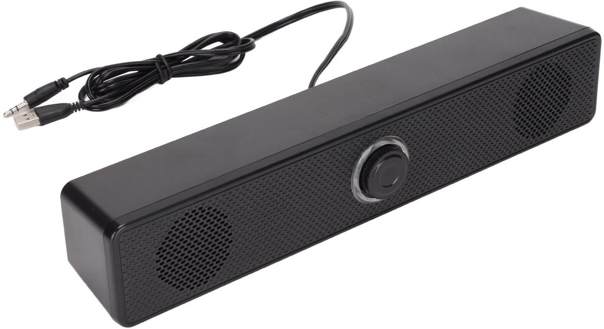 Dailygoody - Computerluidsprekers - USB-desktopluidspreker - Volumeregeling - Zwart - Stereo mini-soundbar - Geschikt voor PC en laptop - 3,5 mm aansl