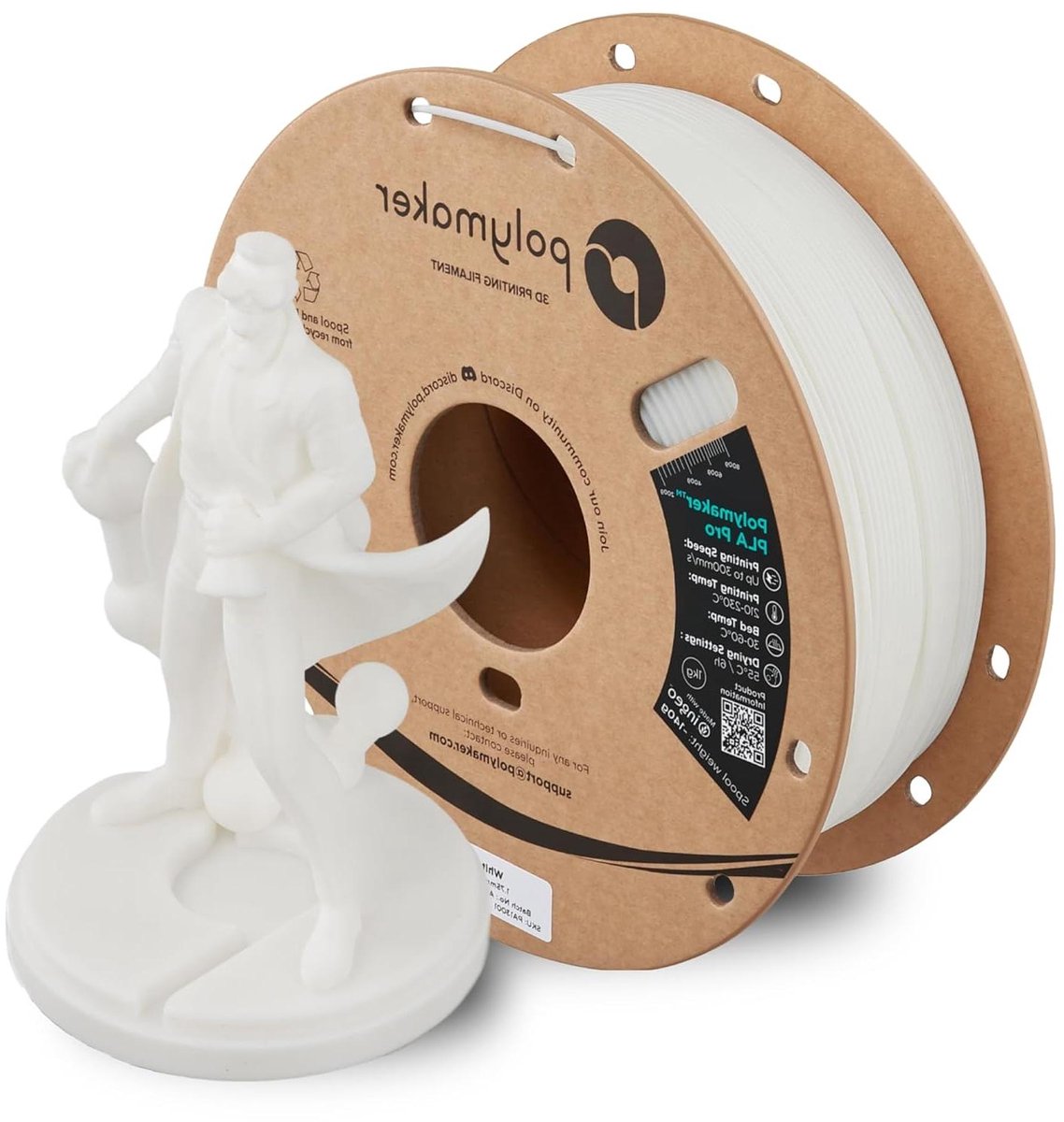 PolySonic PLA PRO - Hoge Snelheid Filament - 3D Printen - Hoge Impact Sterkte - 1kg 1.75mm - Wit