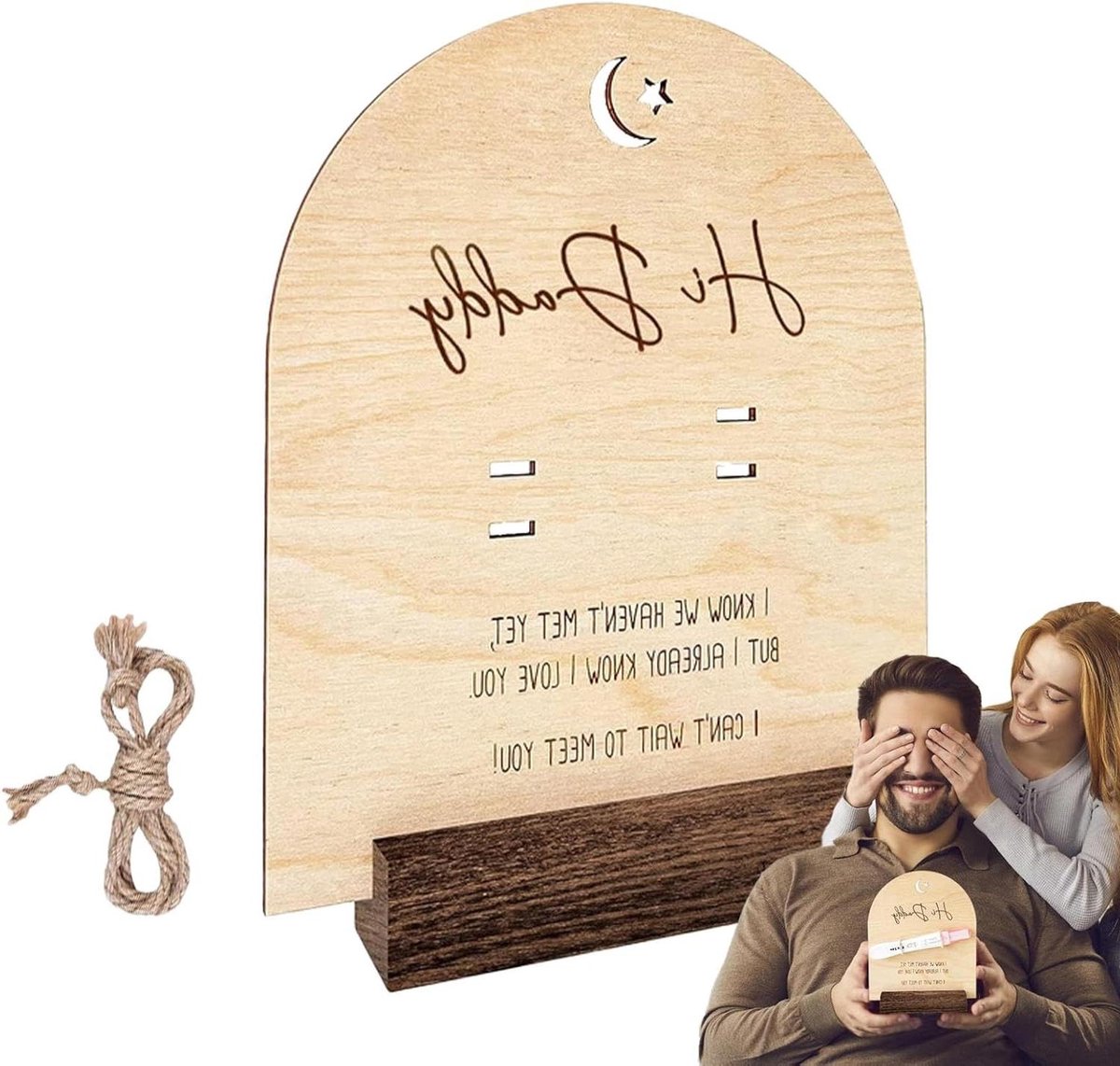 Houten Aankondigingsbord - Baby Verrassing - Zwangerschap Aankondigen - Met 'Hi Dad' Ontwerp - 17 x 15 cm - Niet gespecificeerd