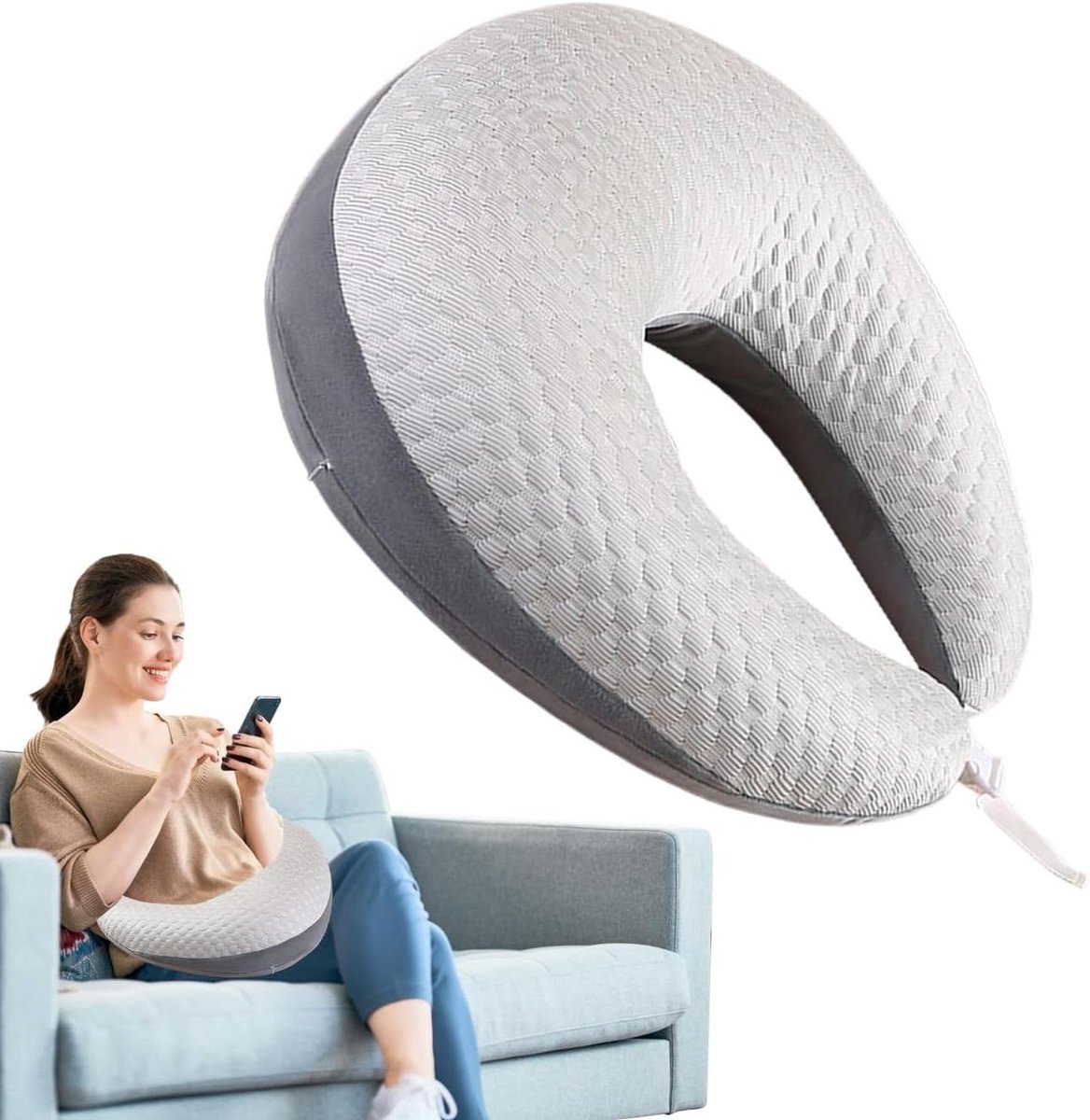 Leeskussen met Armsteunen - Lezen Kussen Bank - Ontspannen op de bank - Ergonomisch Ontwerp - 60 x 58 cm