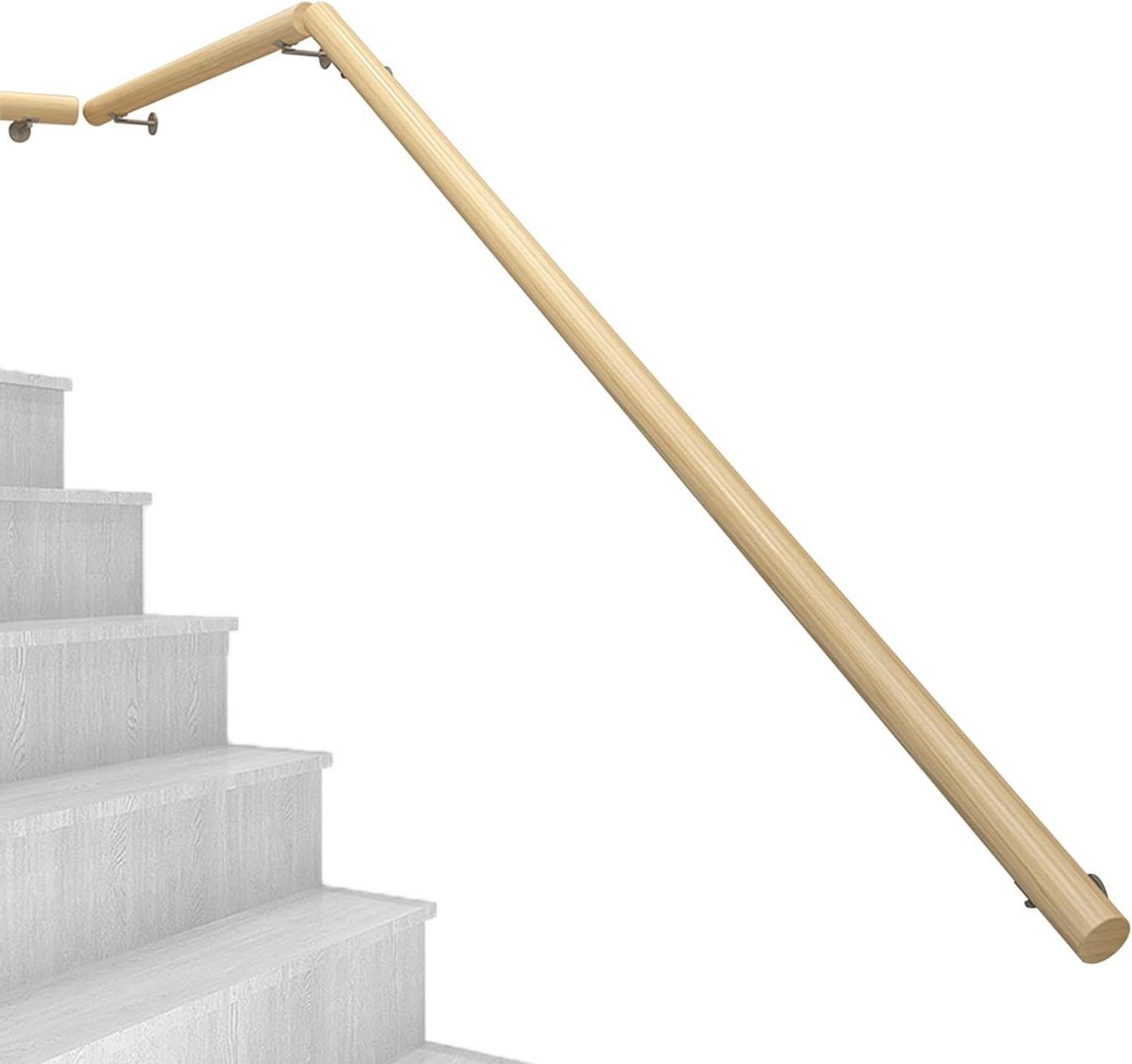Houten trapleuning - Wandleuning trap - Veilig traplopen - Glad gepolijst grenenhout - 50-300 cm - Citroen Geel