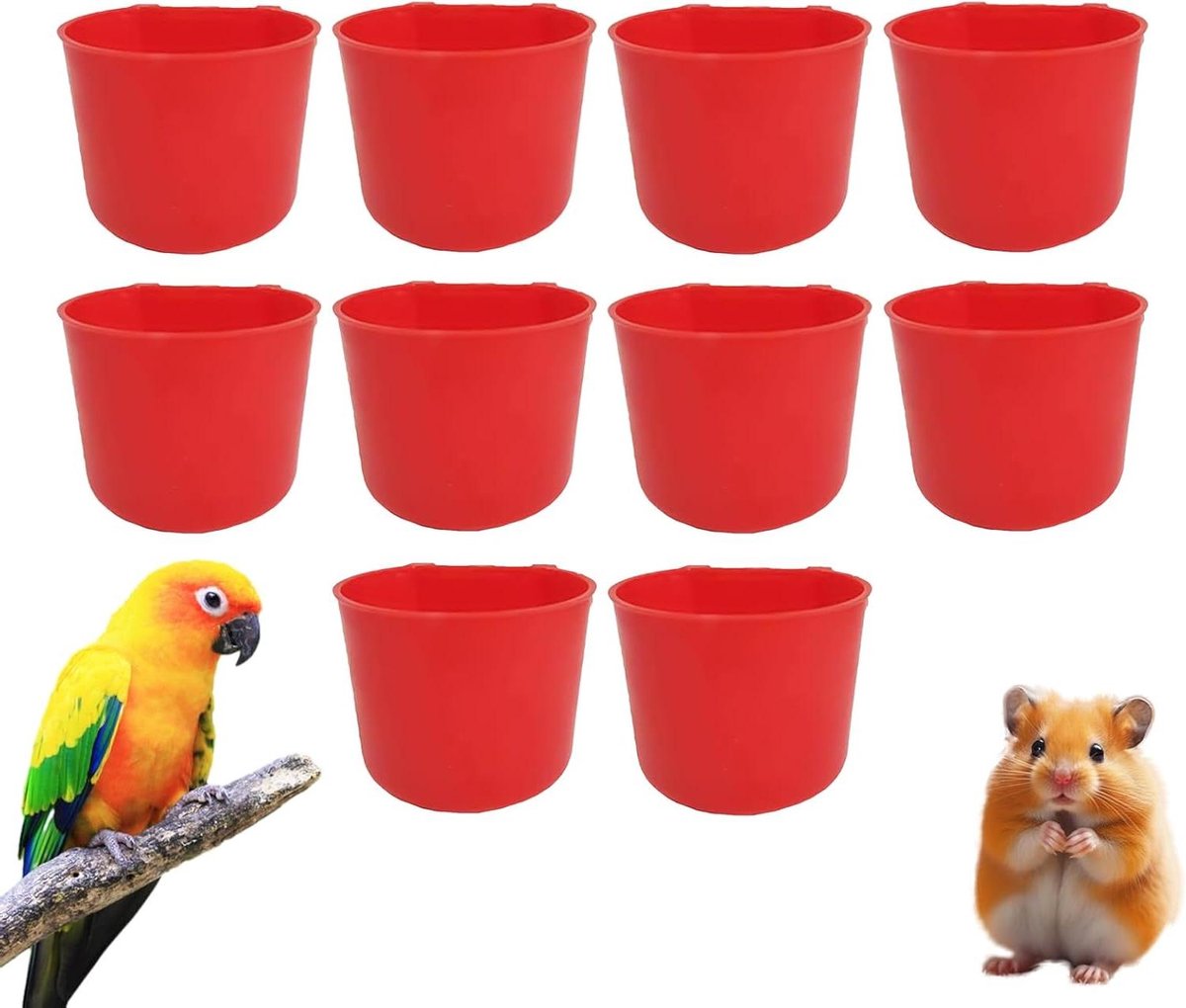 Kippenbekers Water - Vogel Voerbak - Pluimvee Voederen - Ruimtebesparend Ontwerp - 8 oz - Rood