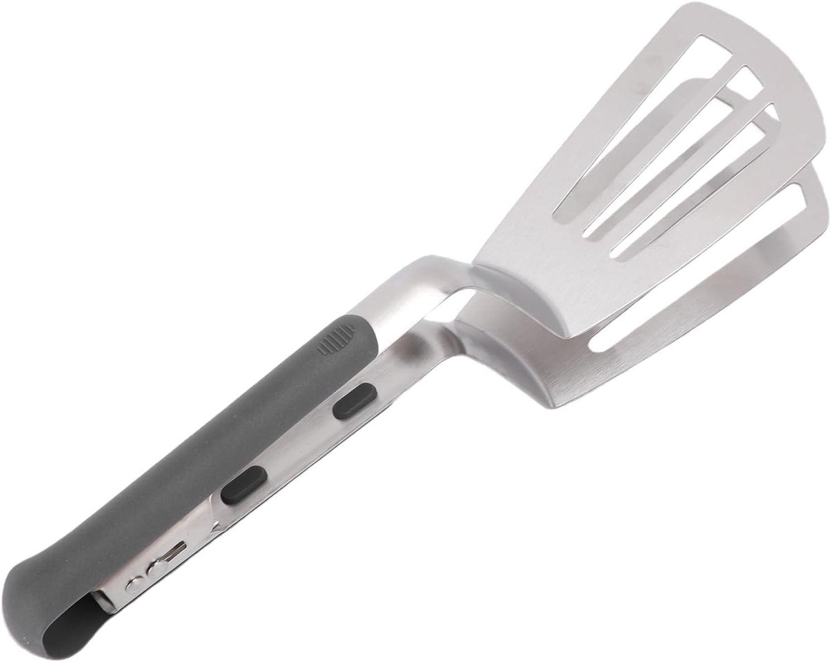 Keukengrillklem - Spatel Tang - Koken en Grillen - 2-in-1 Ontwerp - 33 x 9.3 cm - Zilver
