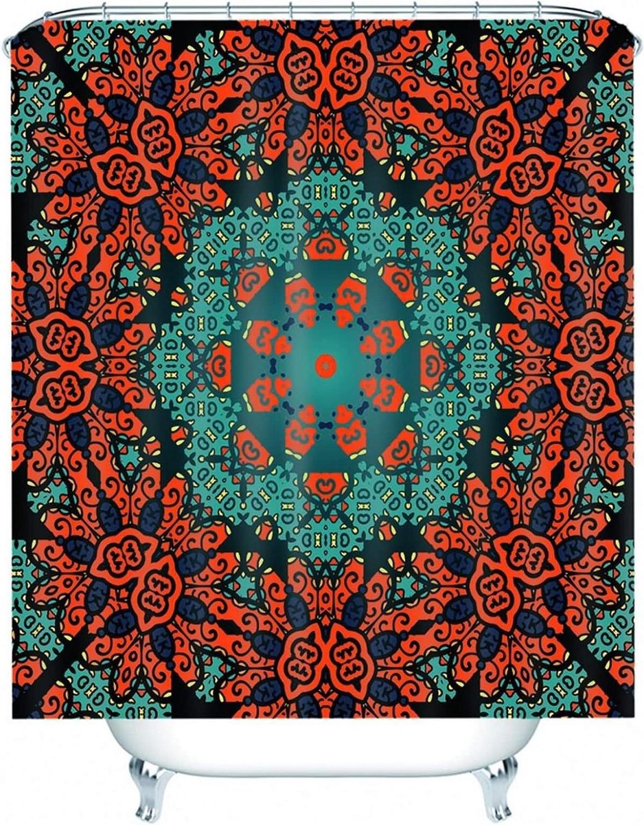 Douchegordijn - Badgordijn Polyester - Badkamer Decoratie - Sneldrogend Schimmelwerend - 90 x 180 cm - Rood Groen