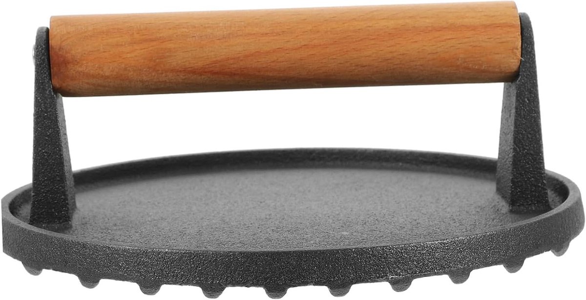 Gietijzeren Vleespers - Hamburgerpers Smash Burger - Burgers Maken - Antiaanbaklaag - 17.5 x 17.5 x 6.5 cm - Zwart