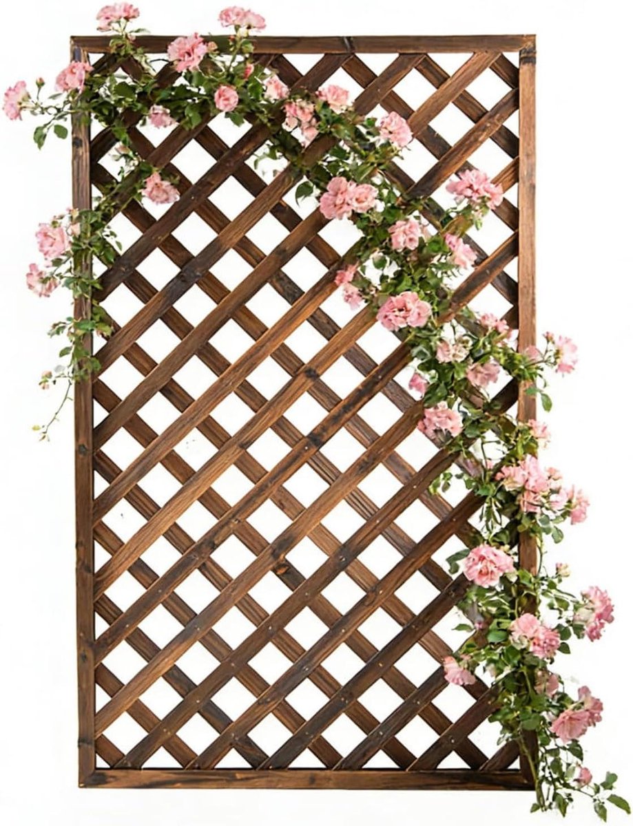 Houten Hekpaneel - Tuinscherm Kamerverdeler - Klimplanten Ondersteunen - Carbonisatieproces Hoge Temperatuur - 60 x 180 cm - Mahoniehout