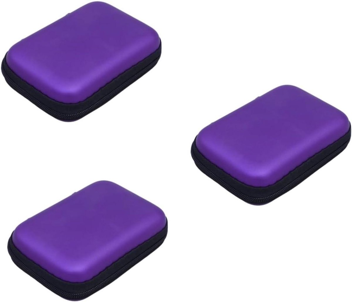Opbergtasjes Koptelefoon - Kabel Organizer - Reizen Opslag - EVA Materiaal - 3 Stuks - Paars