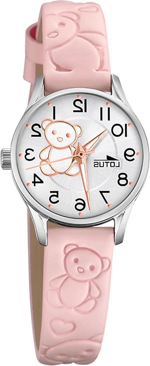 Kinderhorloge - Polsuur Meisjes - Tijd Leren Lezen - Analoge Wijzerplaat - 26.7 cm - Roze Streepjes