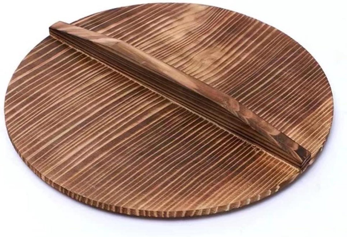Houten Pot Deksel - Wok Deksel - Koken en Bakken - Randhelling Ontwerp - Tot 36 cm - Natuurlijk