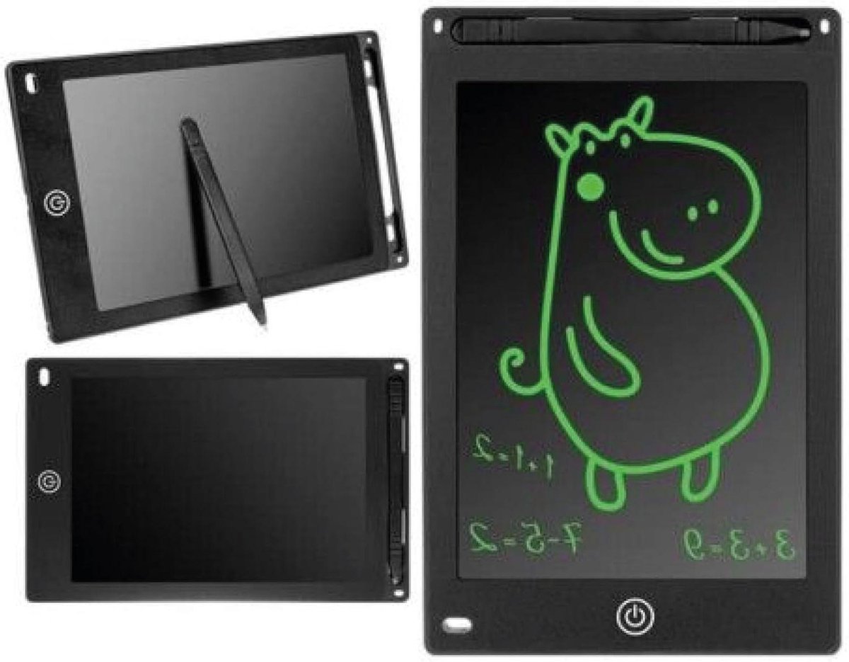 Tekentablet Kinderen - Schrijfbord LCD - Creatief Leren - Oneindig Wisbaar - 21 cm - Zwart