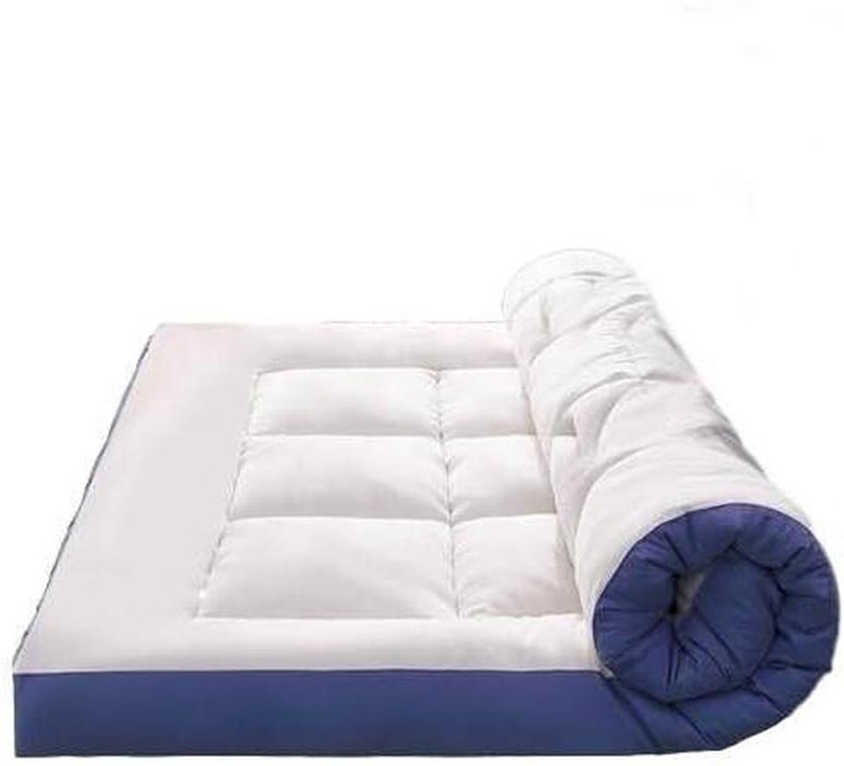 Japanse futonmatras - Dikke slaapmat - Comfortabel slapen - Opvouwbaar en draagbaar - 90 x 200cm - Wit blauw