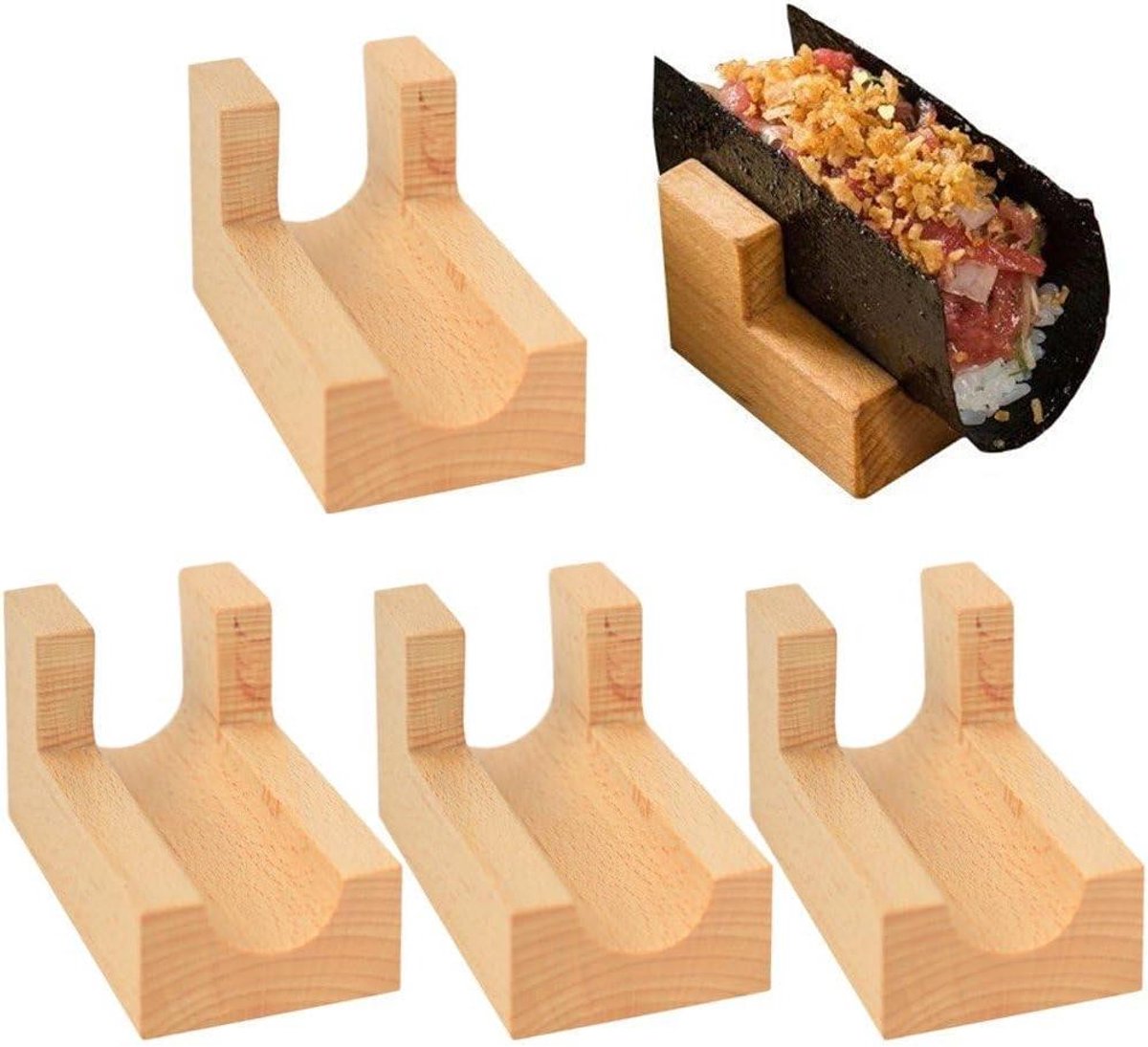 Houten Platen - Snack Houders - Sushi Presenteren - Elegant Ontwerp - 9 x 5 x 5 cm - Houtkleur