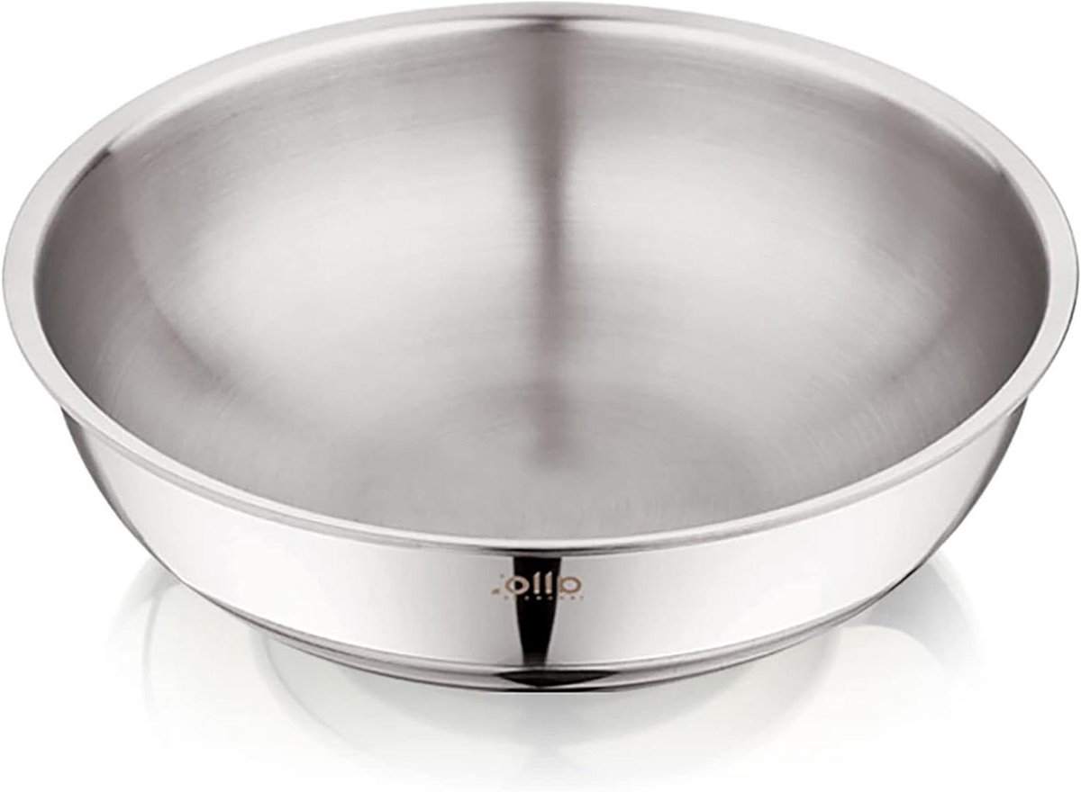 RVS Kookpan - Koekenpan Wok - Veilig Koken - Natuurlijk Antiaanbak - 32 cm 6.8L - Zilver