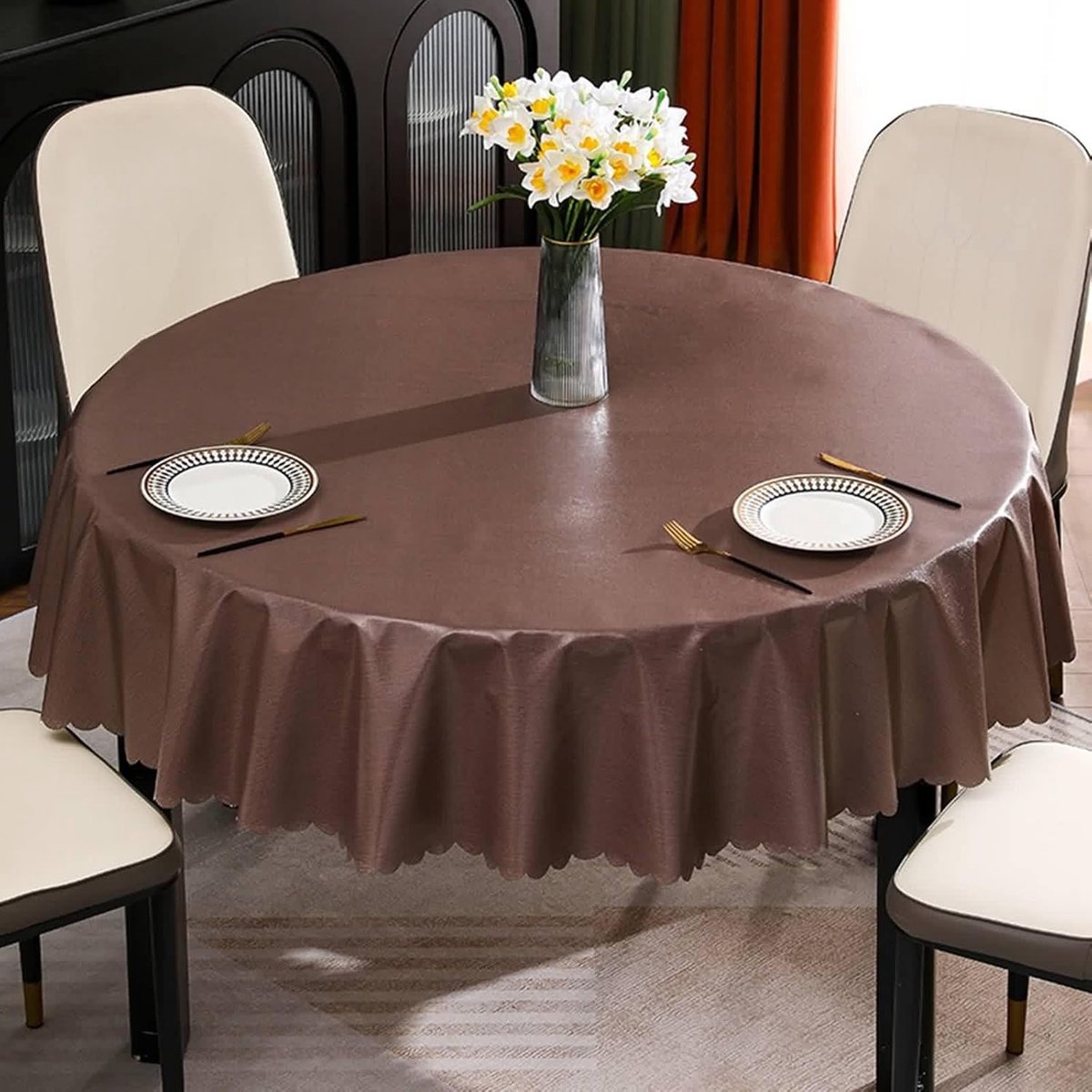 Rond Tafelkleed - Tafelzeil PVC - Tafel Decoratie - Lotus Effect - 180 cm - Roze