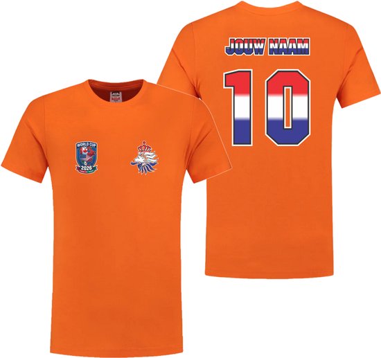 Oranje Voetbalshirt 160 gram/m² - design 2 - WK 2026 - Gepersonaliseerd met Eigen Naam en Nummer - Shirt Holland - Voetbal - Nederlands Elftal