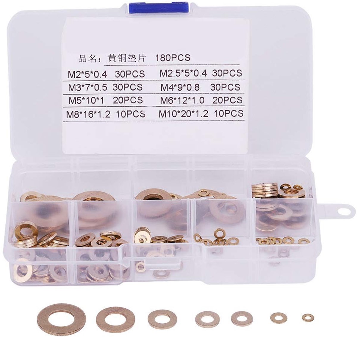 Dailygoods - Assortiment Messing Sluitringen 180 Stuks