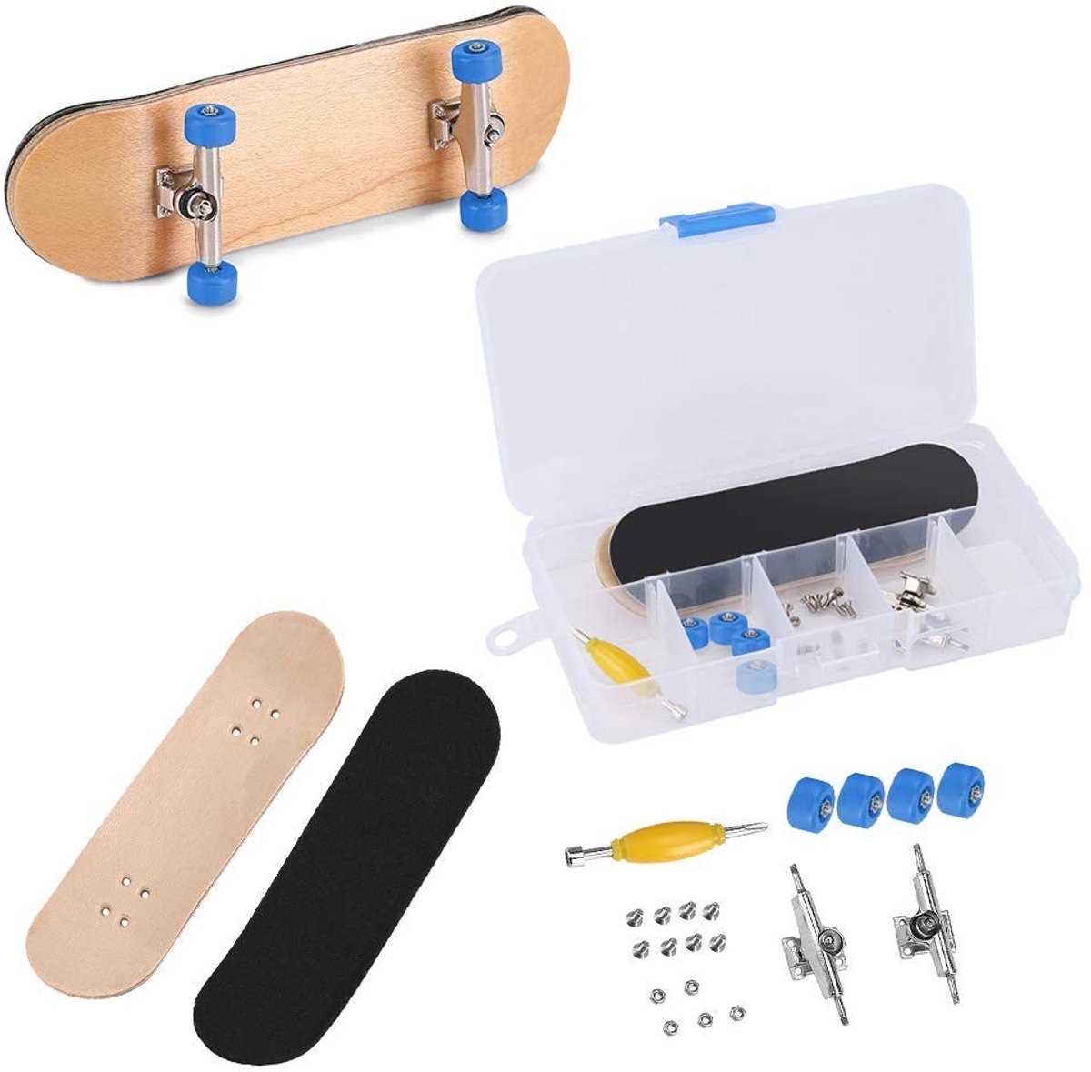 Dailygoods - Dailygoody - Toets Vinger Skateboards - Professionele Mini Skateboard Set - Duurzaam Hout - Donkerblauw - Interactief Spel - Geschikt voor Kinderen