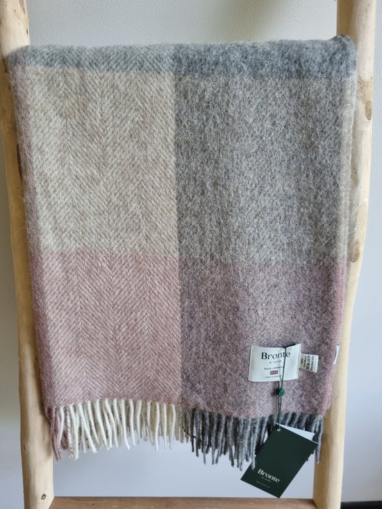 Wollen Plaid - BLOCK Check Silver Pink - 140x185cm - Bronte x Plaids.shop
