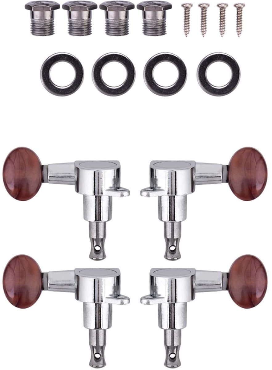 Dailygoods - Set van 4 Stemsleutels voor Ukulele met Rode Parel Knop