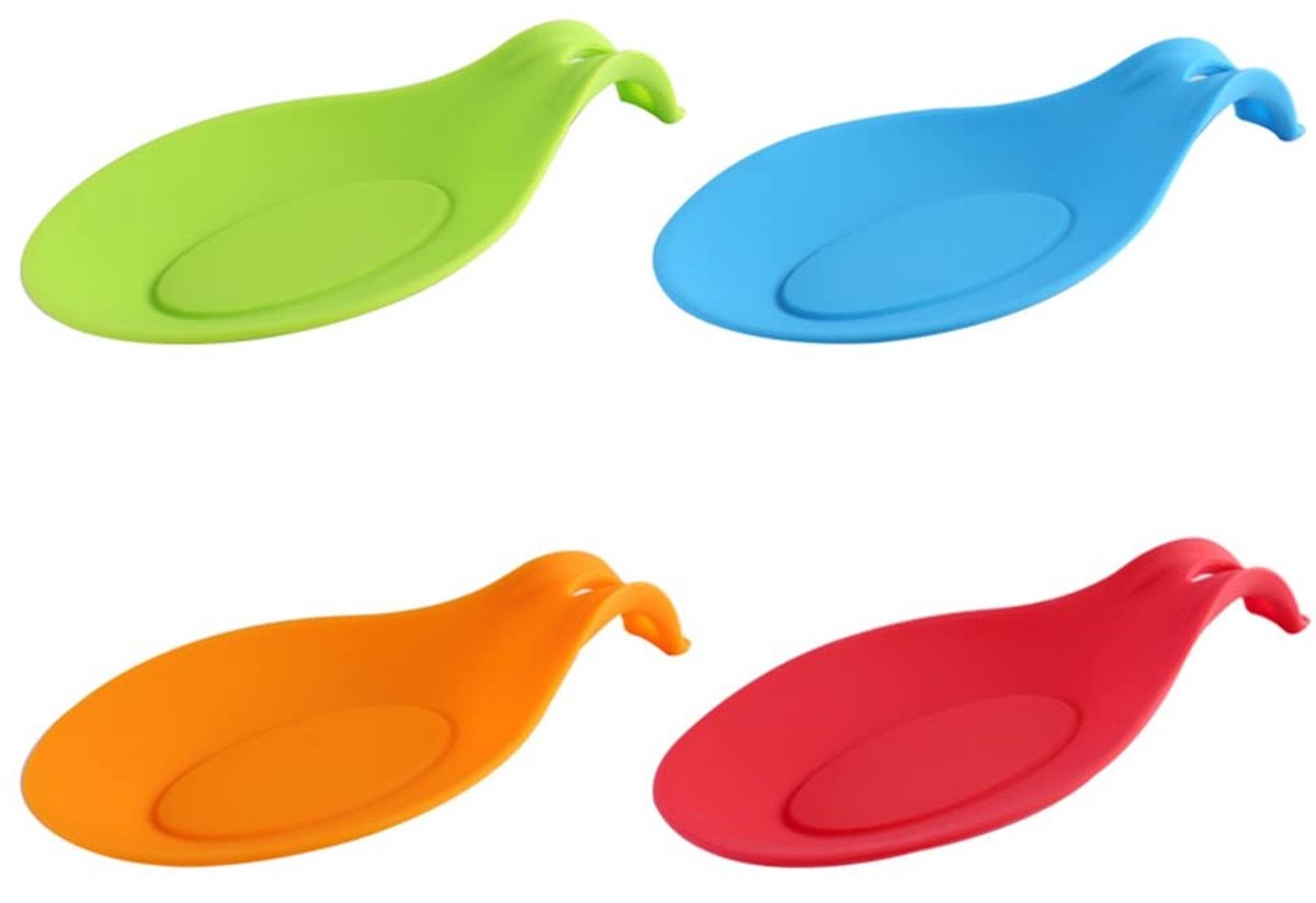 Dailygoods - Set van 4 Kleurrijke Siliconen Lepelsteunen voor de Keuken