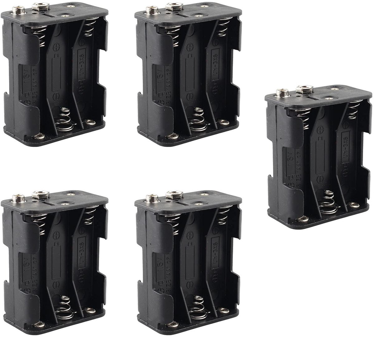 Dailygoods - 5 Stuks AA Batterij Houder met 6 Sleuven