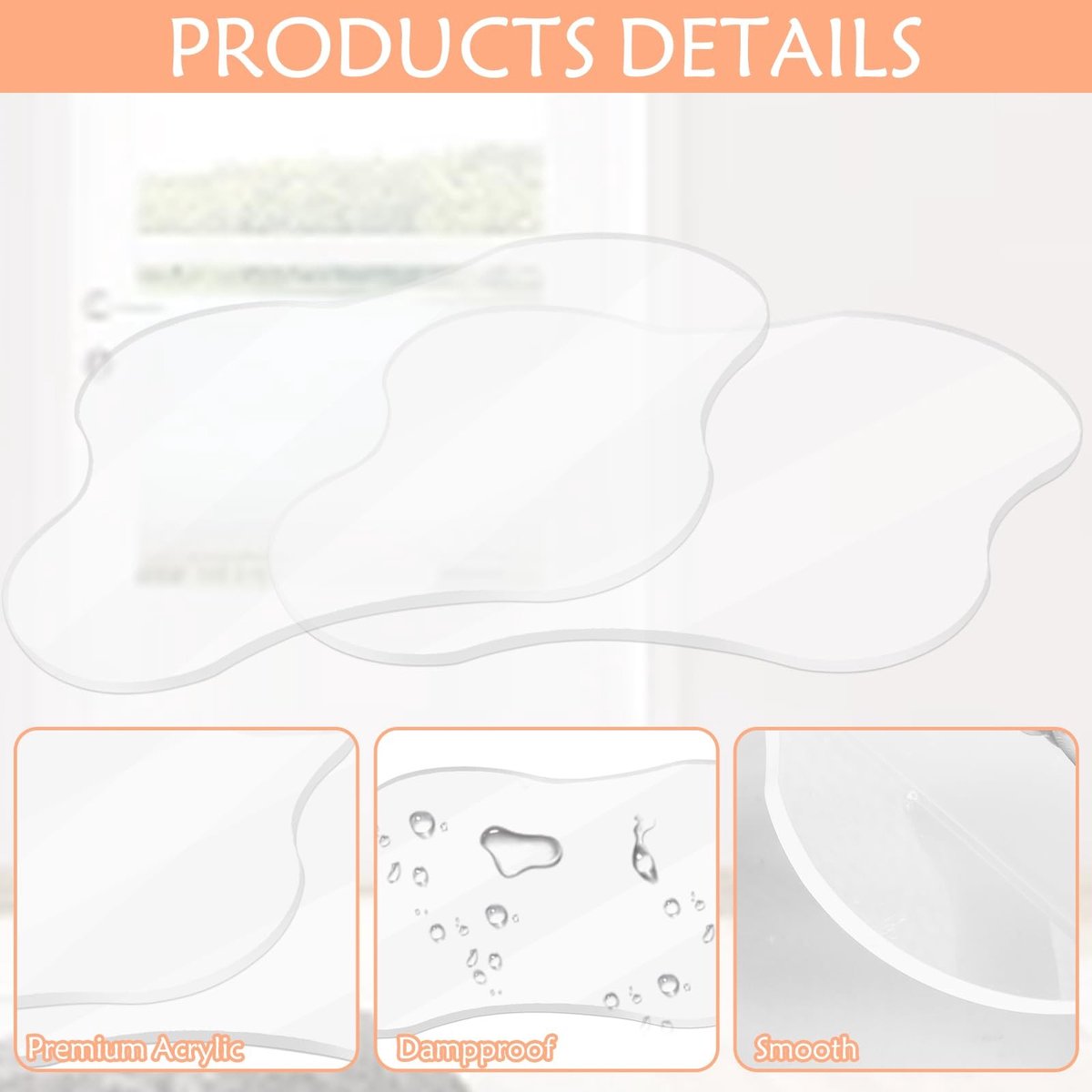 Dailygoods - Set van 2 Transparante Acryl Onderzetters in Wolkvorm