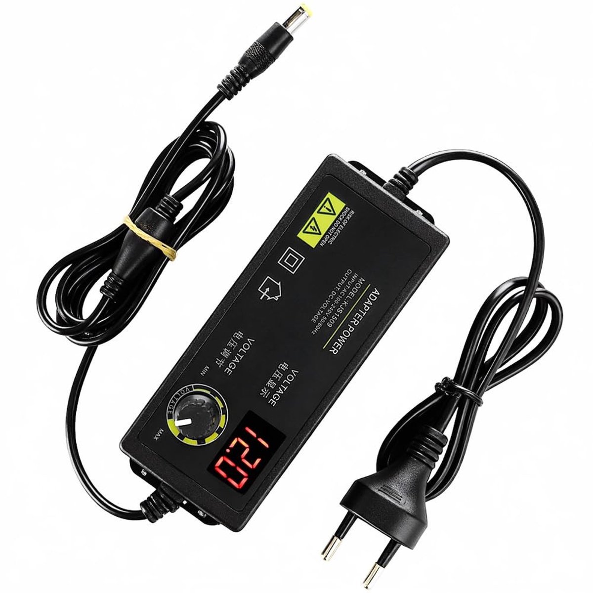 Dailygoods - Instelbare Voedingsadapter met LED-display en Draaiknop