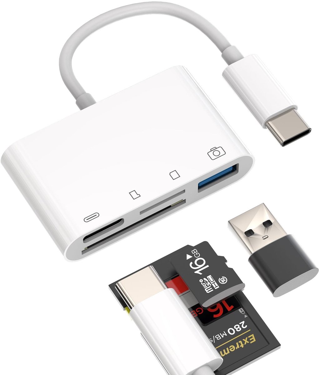 Dailygoods - 4-in-1 USB-C Hub met SD en Micro SD Kaartlezer